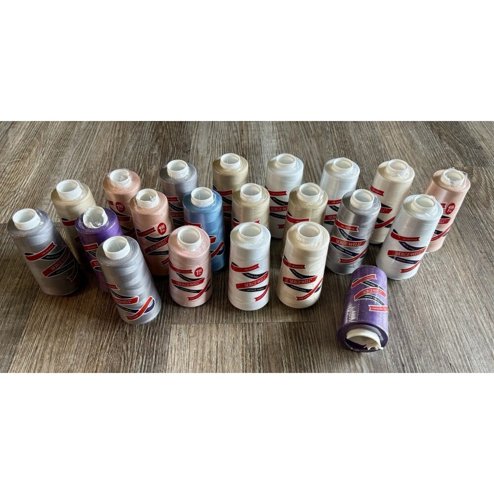 Serge-Well Thread Serger Sewing Spun Polyester 3000 Yds Per Cone Lot Of 21